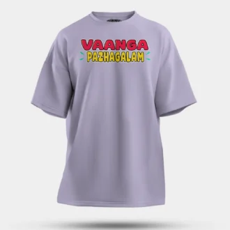 Vaanga Pazhagalam Men/Unisex Oversized T-Shirt in Lavender Color