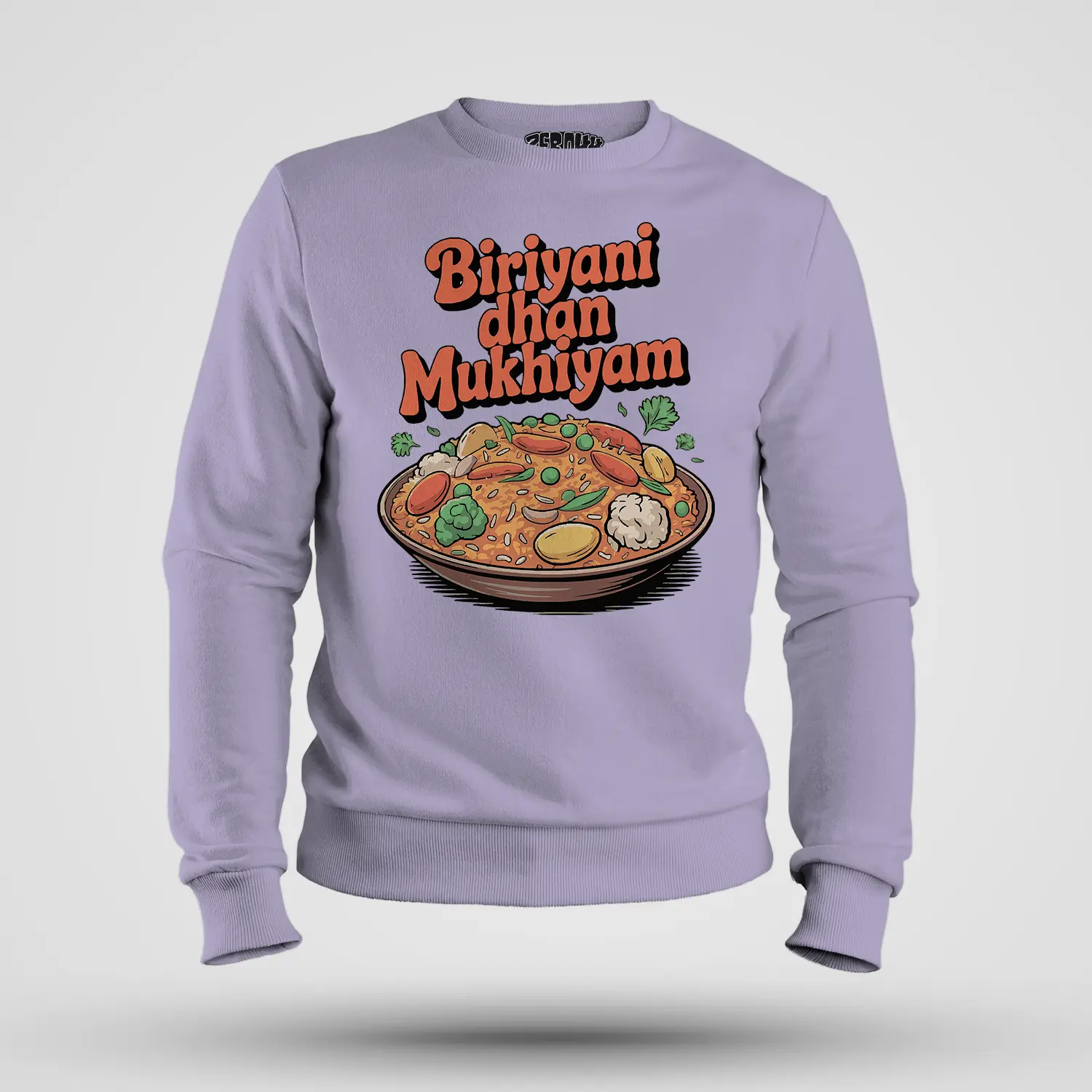 Biriyani Dhan Mukhiyam Veg Men/Unisex Sweatshirt in Lavender Color