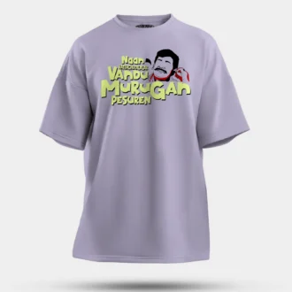 Naan Vattacheyalalar Vandu Murugan Pesuren Men/Unisex Oversized T-Shirt in Lavender Color