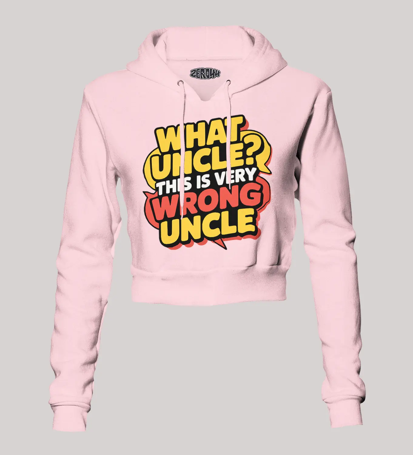 Why Uncle, This Is Very Wrong Uncle Women's Crop Hoodies in Light Baby Pink Color