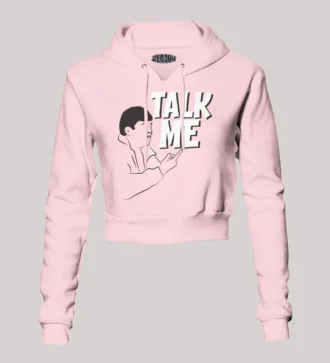 Talk Me Women's Crop Hoodies in Light Baby Pink Color