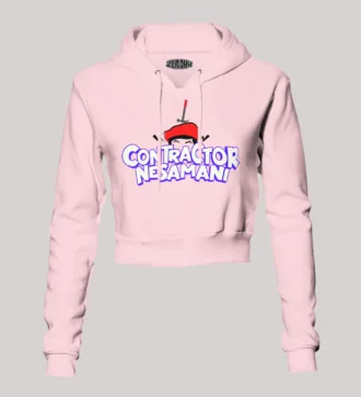 Contractor Nesamani Women's Crop Hoodies in Light Baby Pink Color