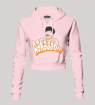 Aahaaan Women's Crop Hoodies in Light Baby Pink Color