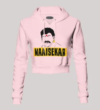 Naaisekar Women's Crop Hoodies in Light Baby Pink Color