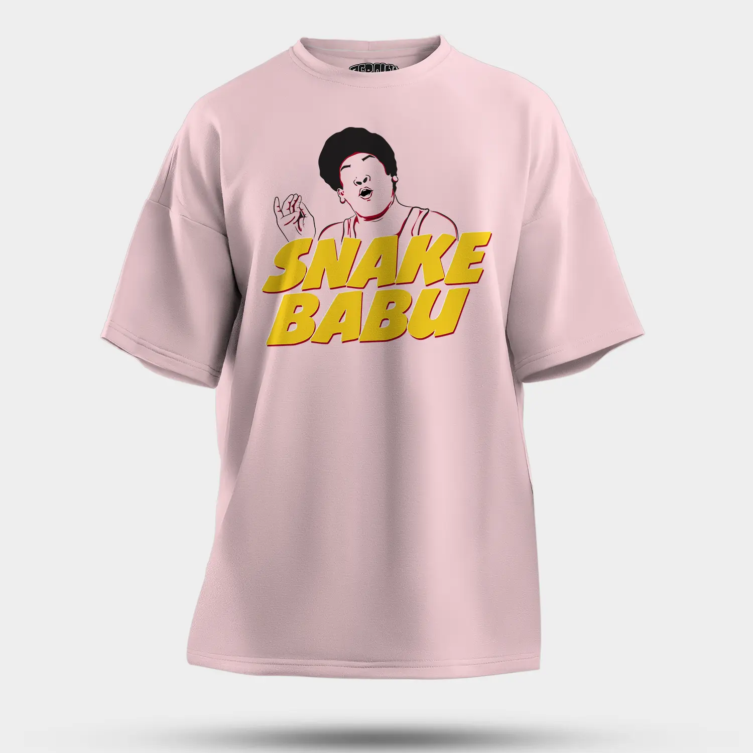 Snake Babu Men/Unisex Oversized T-Shirt in Light Baby Pink Color
