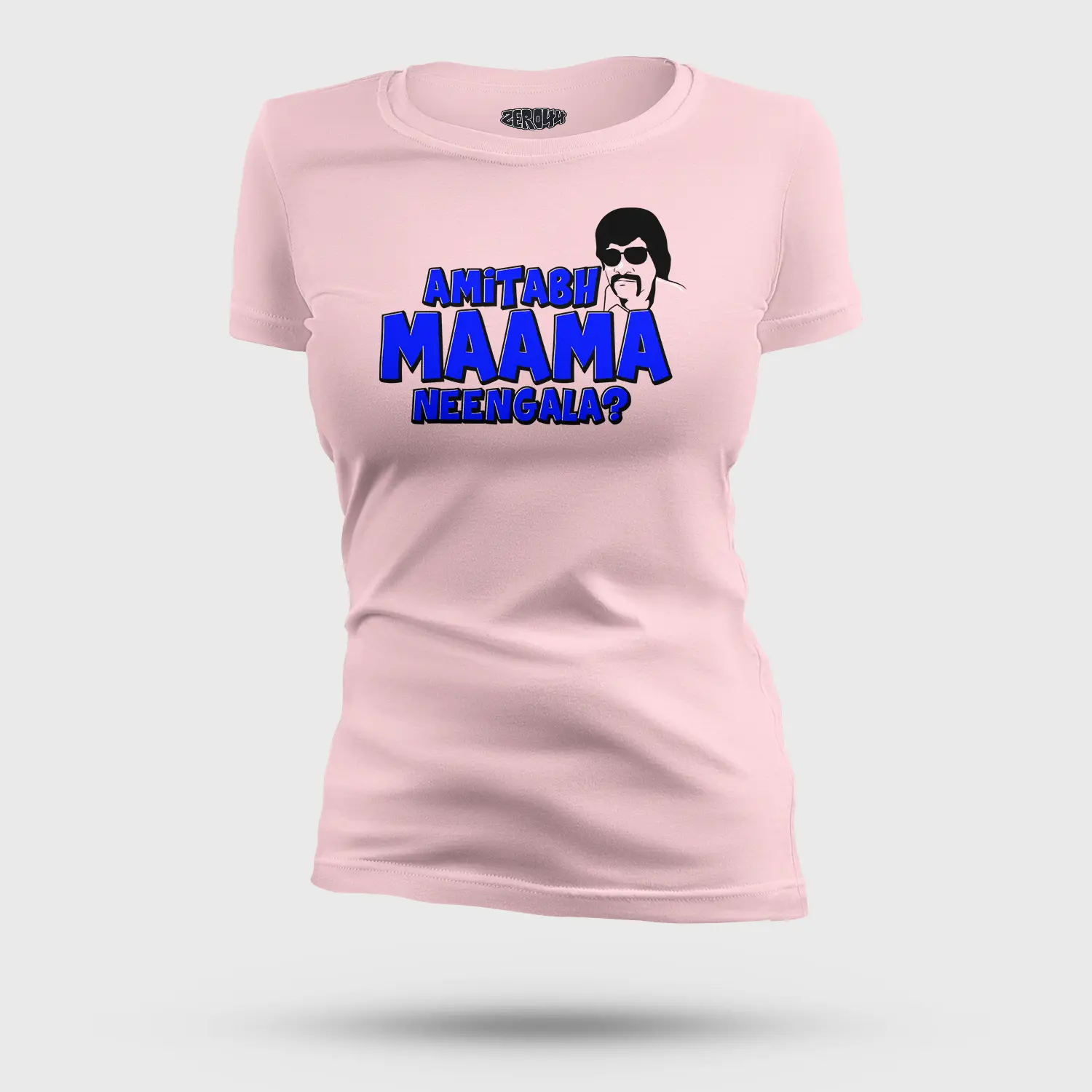 Amitabh Maama Neengala Women's T-Shirt in Light Baby Pink Color