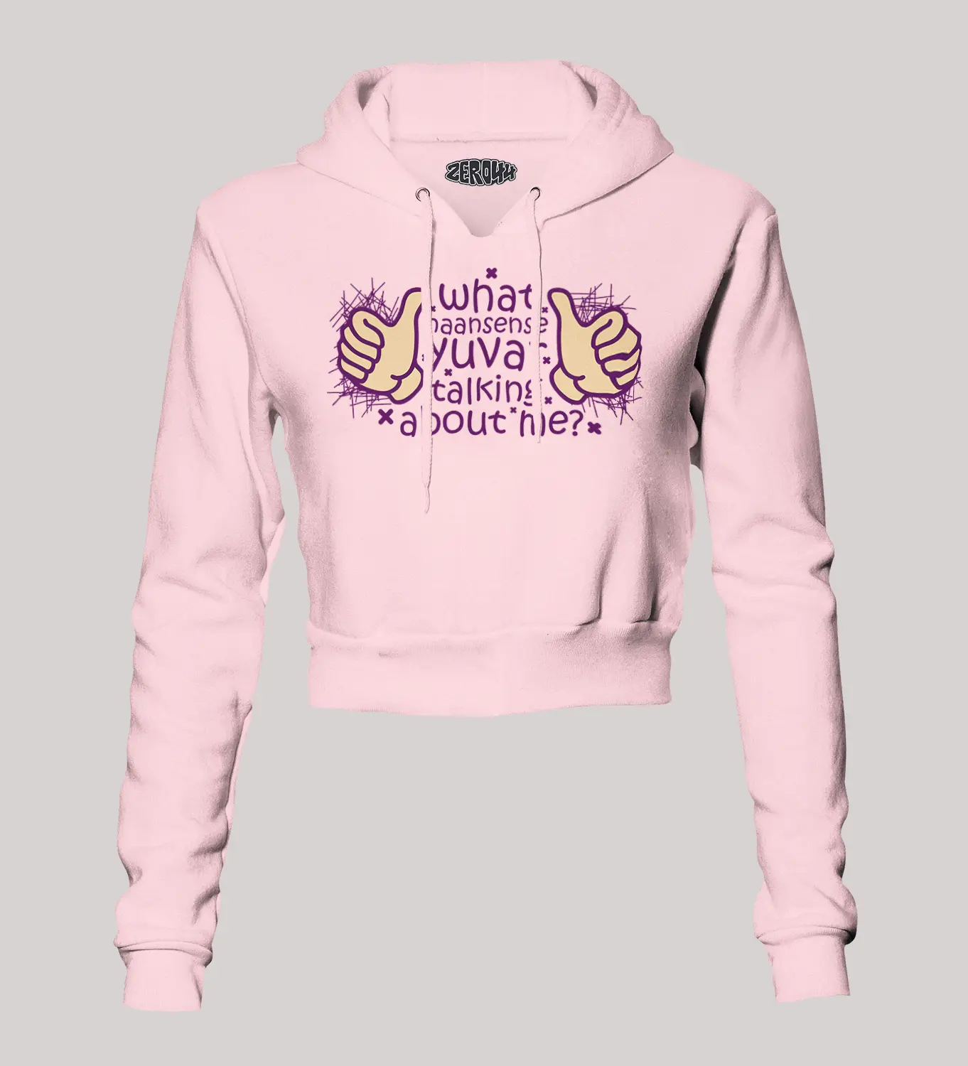 What Naansense Yuvar Talking Me Women's Crop Hoodies in Light Baby Pink Color