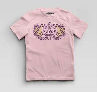 What Naansense Yuvar Talking Me Boys Round Neck T-Shirt in Light Baby Pink Color