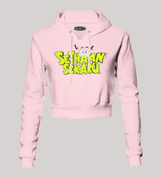 Sethaan Sekaru Women's Crop Hoodies in Light Baby Pink Color