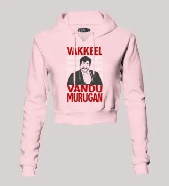 Vakeel Vandu Murugan Women's Crop Hoodies in Light Baby Pink Color