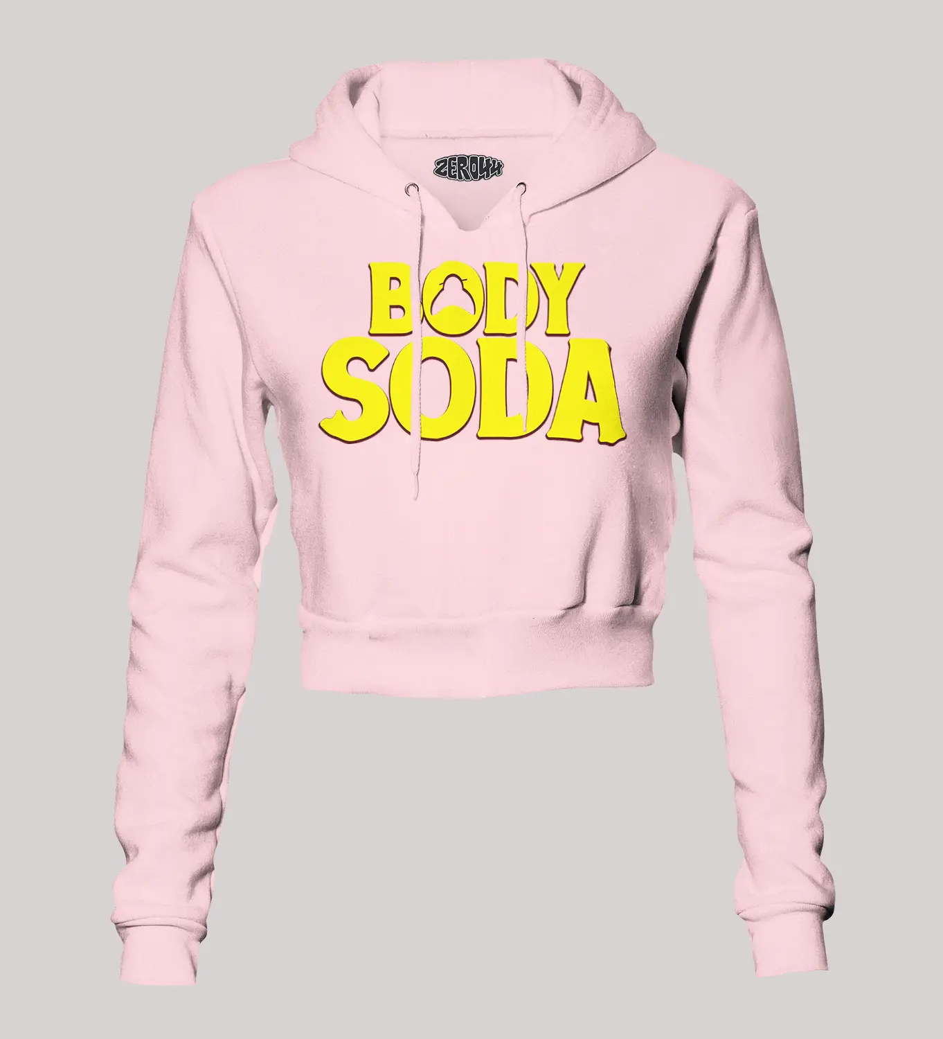 Body Soda Women's Crop Hoodies in Light Baby Pink Color