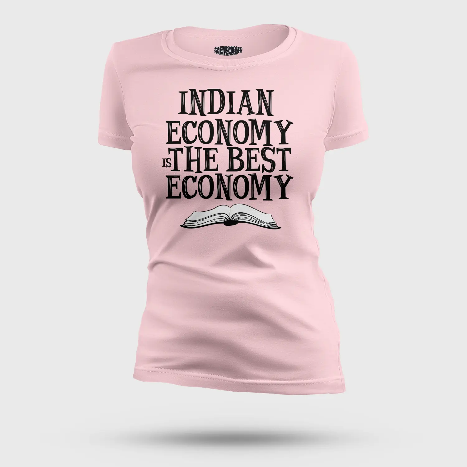 Indian Economy Is The Best Economy Women's T-Shirt in Light Baby Pink Color