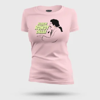 Naanum Rowdy Dhaan Women's T-Shirt in Light Baby Pink Color