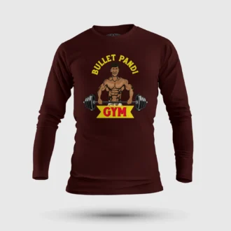 Bullet Pandi Gym Men/Unisex Long Sleeve T-Shirt in Maroon Color