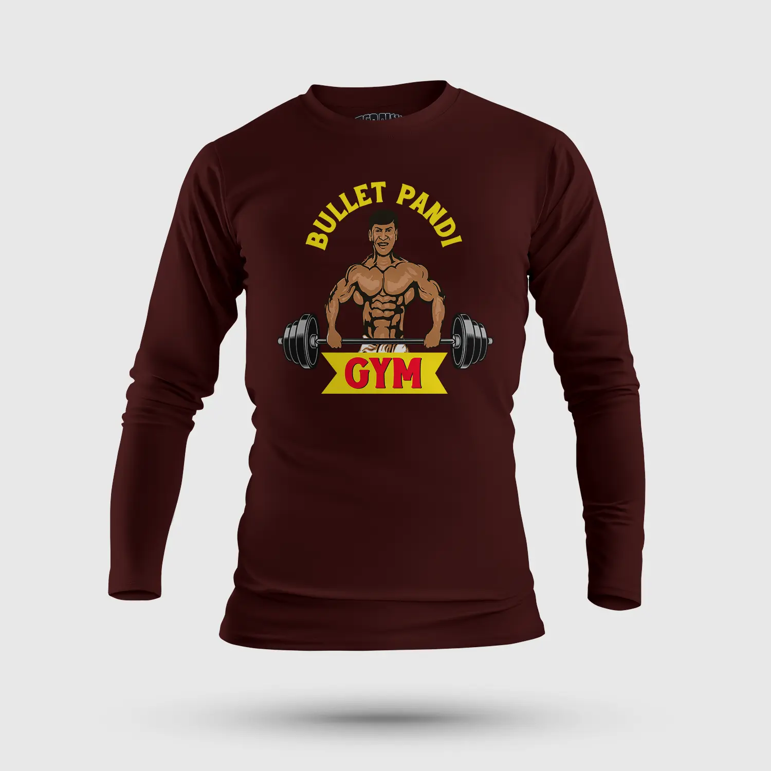 Bullet Pandi Gym Men/Unisex Long Sleeve T-Shirt in Maroon Color