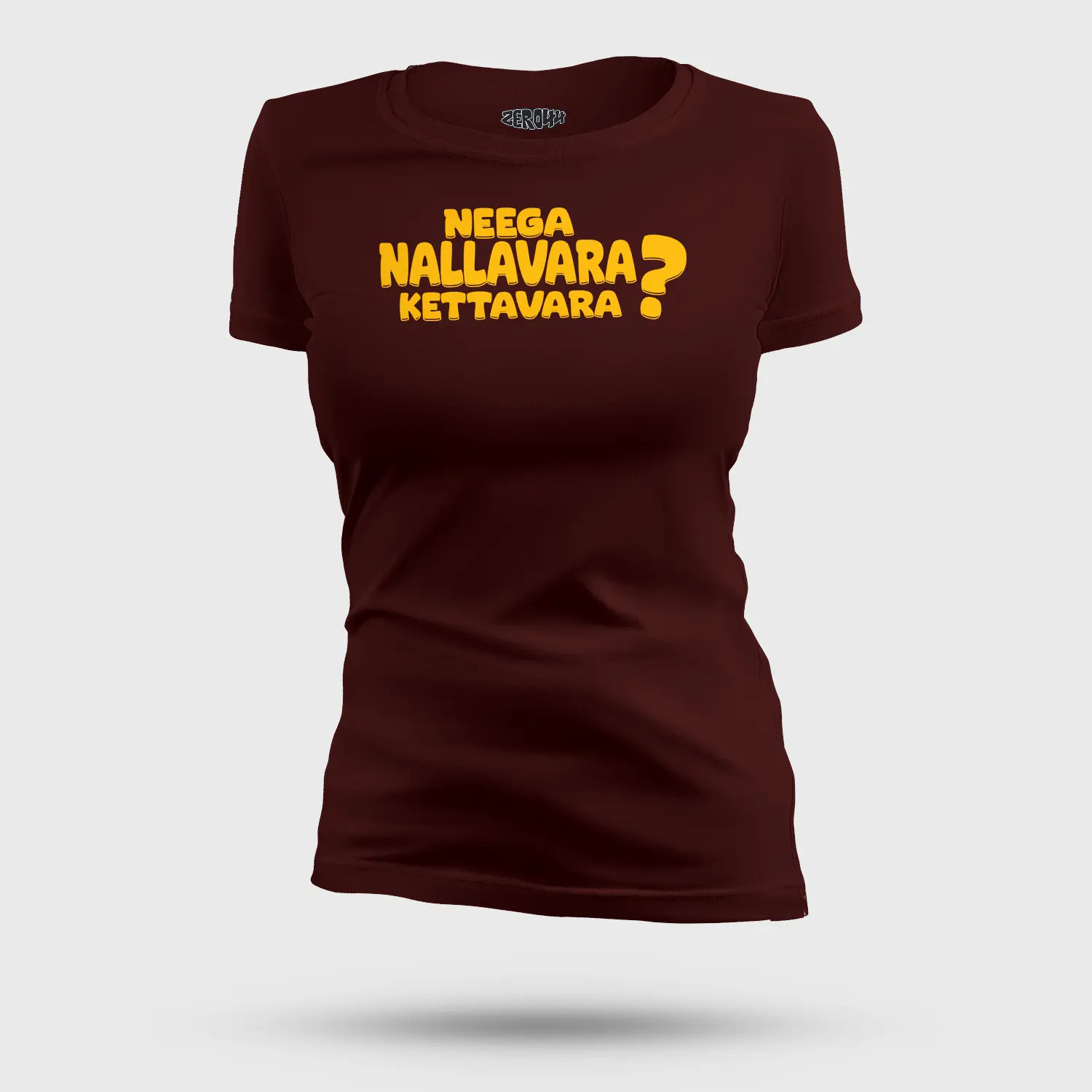Neega Nallavara Kettavara Women's T-Shirt in Maroon Color