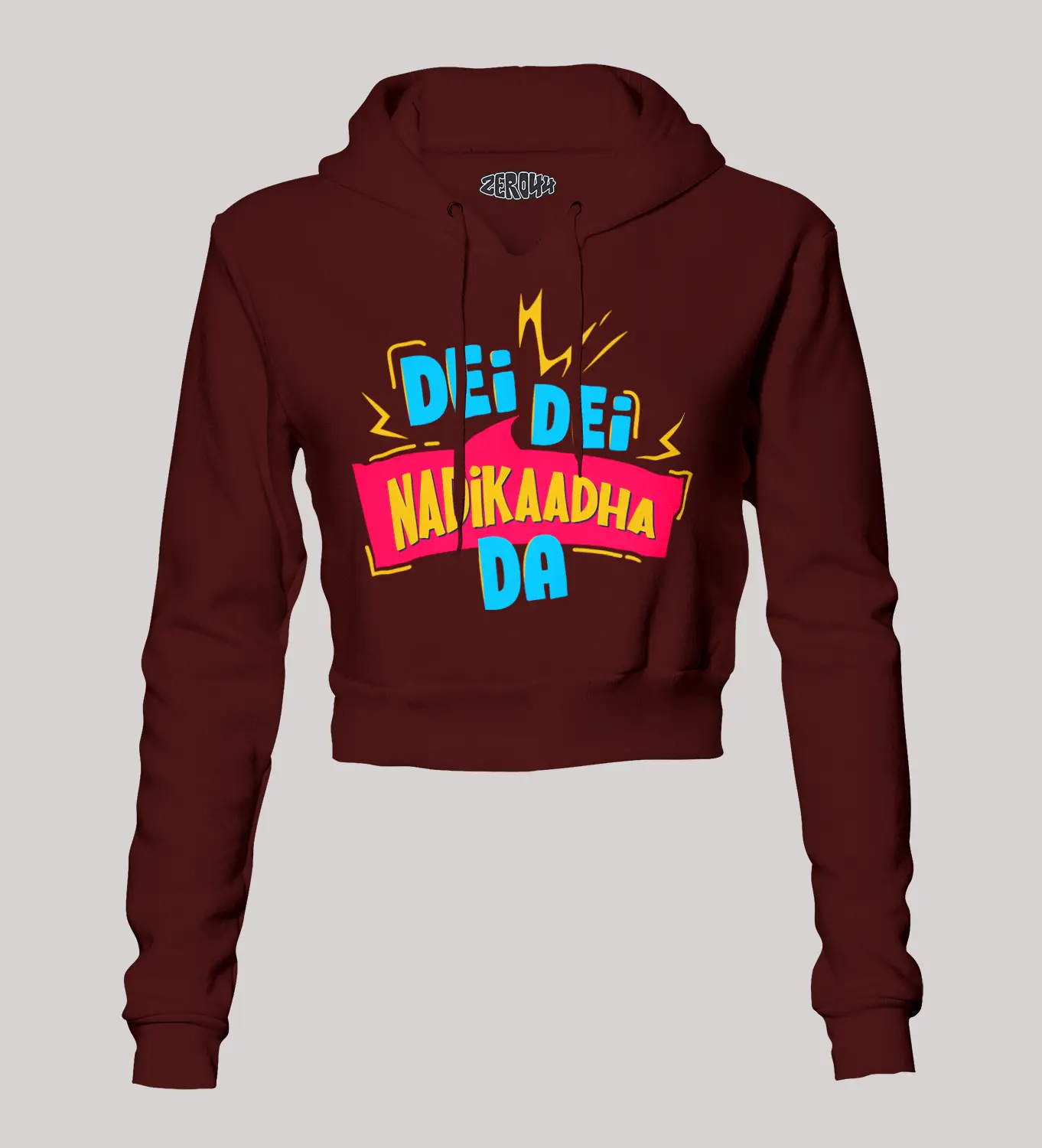 Dei Dei Nadikaadha Da Women's Crop Hoodies in Maroon Color