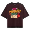 Yov Military, Nee Enga Ya Inga Men/Unisex Acid Wash Oversized T-Shirt in Maroon Color