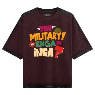 Yov Military, Nee Enga Ya Inga Men/Unisex Acid Wash Oversized T-Shirt in Maroon Color