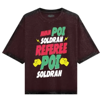 Avan Poi Soldran Referee, Poi Soldran Men/Unisex Acid Wash Oversized T-Shirt in Maroon Color