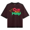 Chill Pannu Maapi Men/Unisex Acid Wash Oversized T-Shirt in Maroon Color
