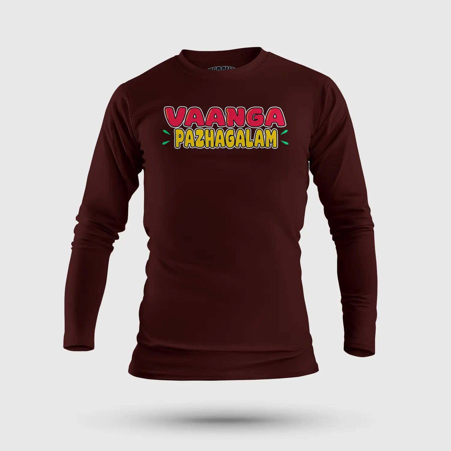 Vaanga Pazhagalam Men/Unisex Long Sleeve T-Shirt in Maroon Color