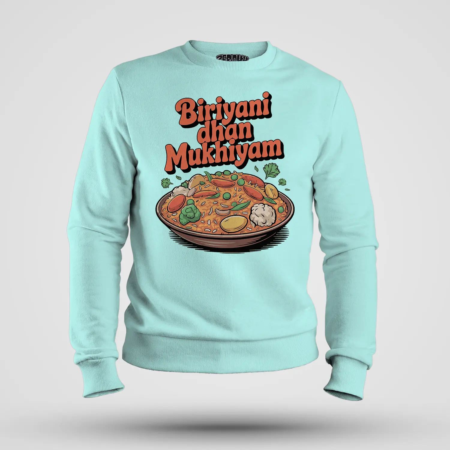 Biriyani Dhan Mukhiyam Veg Men/Unisex Sweatshirt in Mint Color