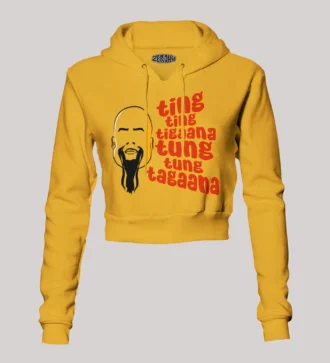 Ting Ting Tigaana, Tung Tung Tagaana Women's Crop Hoodies in Mustard Yellow Color