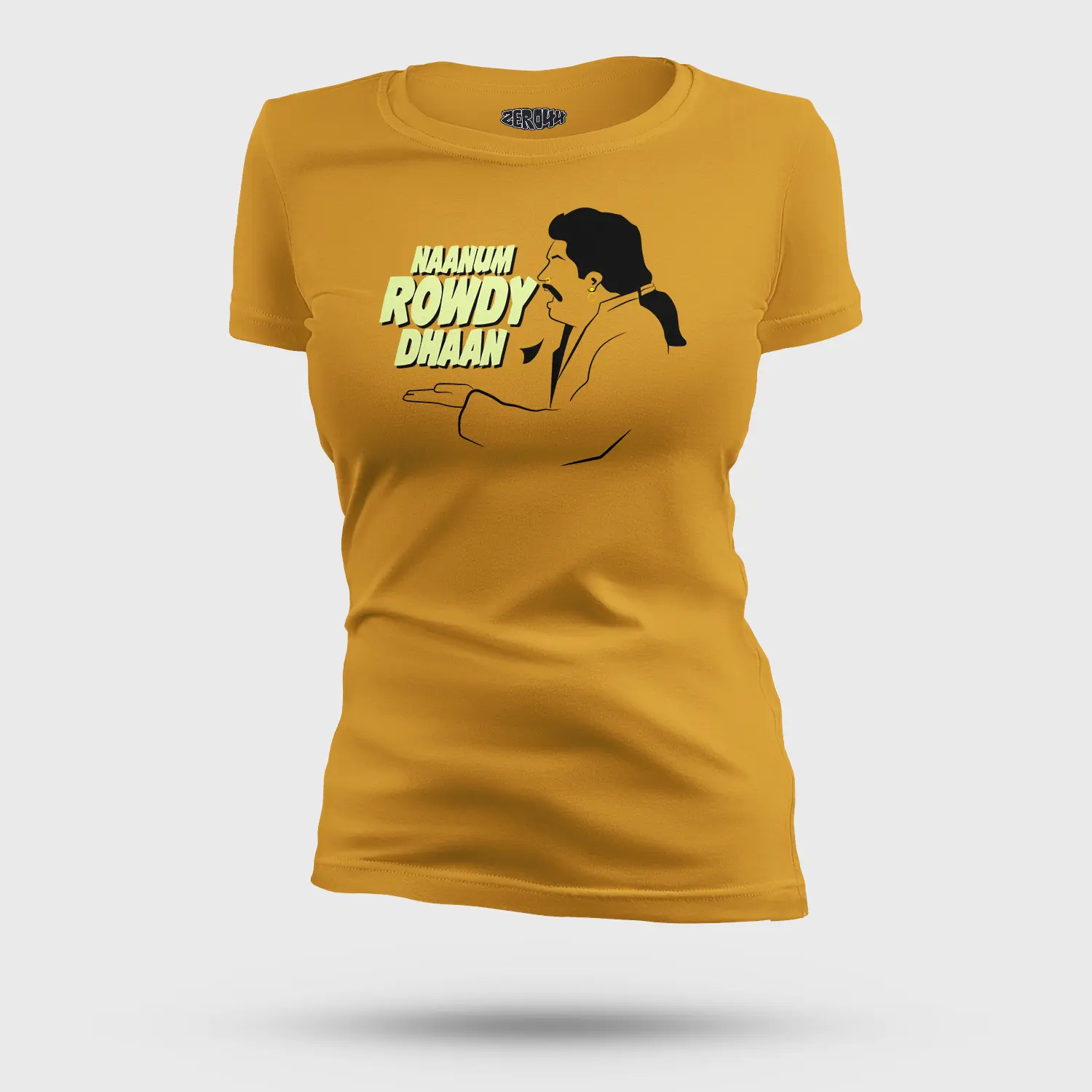 Naanum Rowdy Dhaan Women's T-Shirt in Mustard Yellow Color
