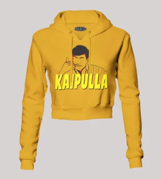 Kaipulla Women's Crop Hoodies in Mustard Yellow Color