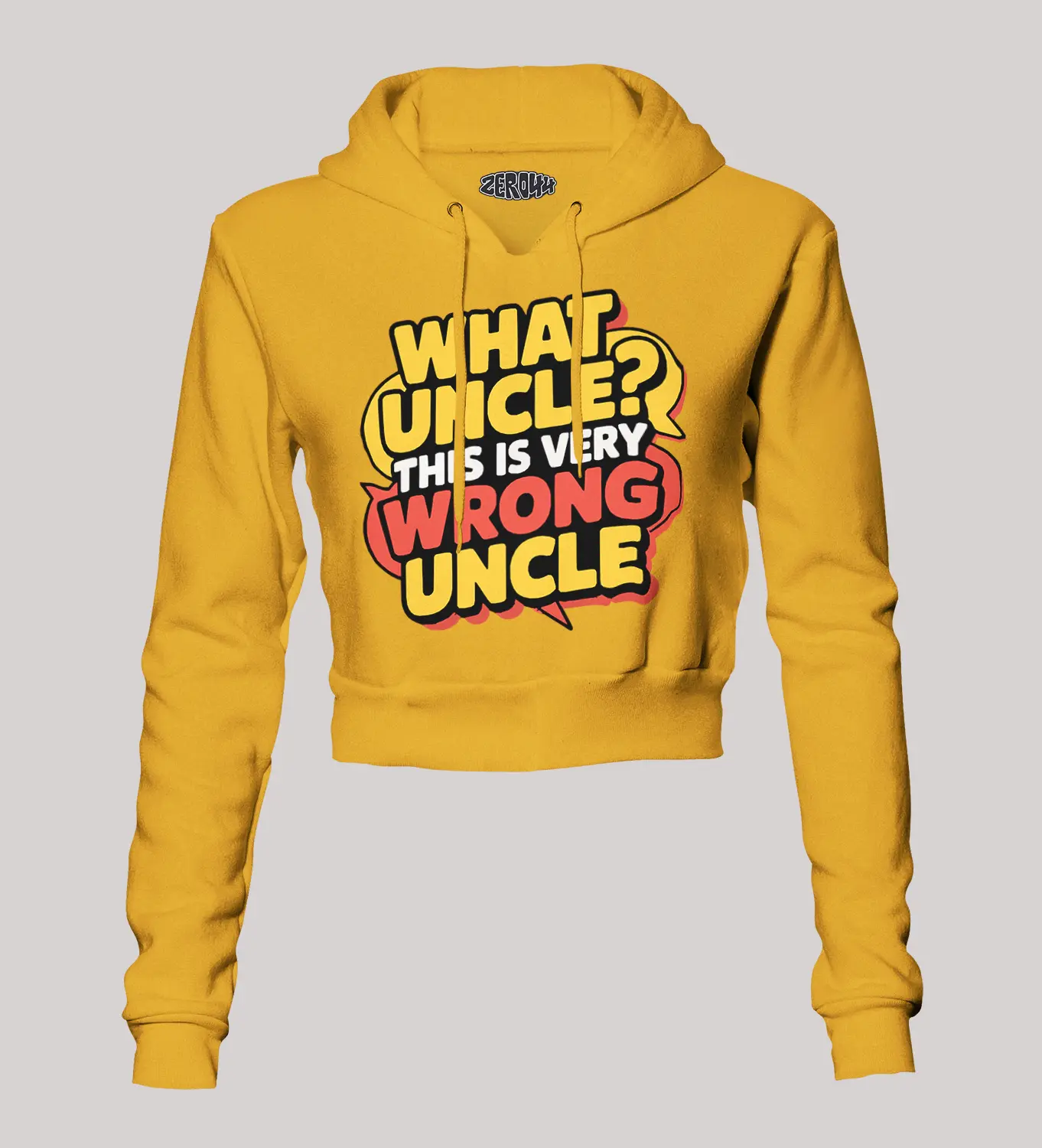 Why Uncle, This Is Very Wrong Uncle Women's Crop Hoodies in Mustard Yellow Color
