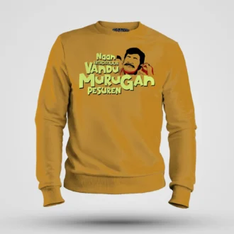 Naan Vattacheyalalar Vandu Murugan Pesuren Men/Unisex Sweatshirt in Mustard Yellow Color