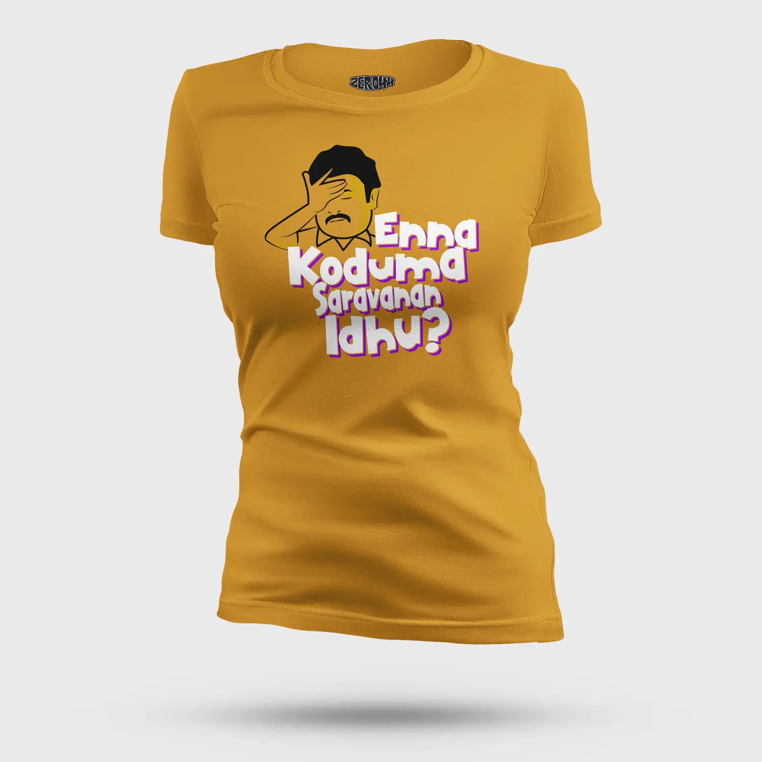 Enna Koduma Saravanan Idhu Women's T-Shirt in Mustard Yellow Color
