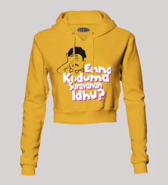Enna Koduma Saravanan Idhu Women's Crop Hoodies in Mustard Yellow Color