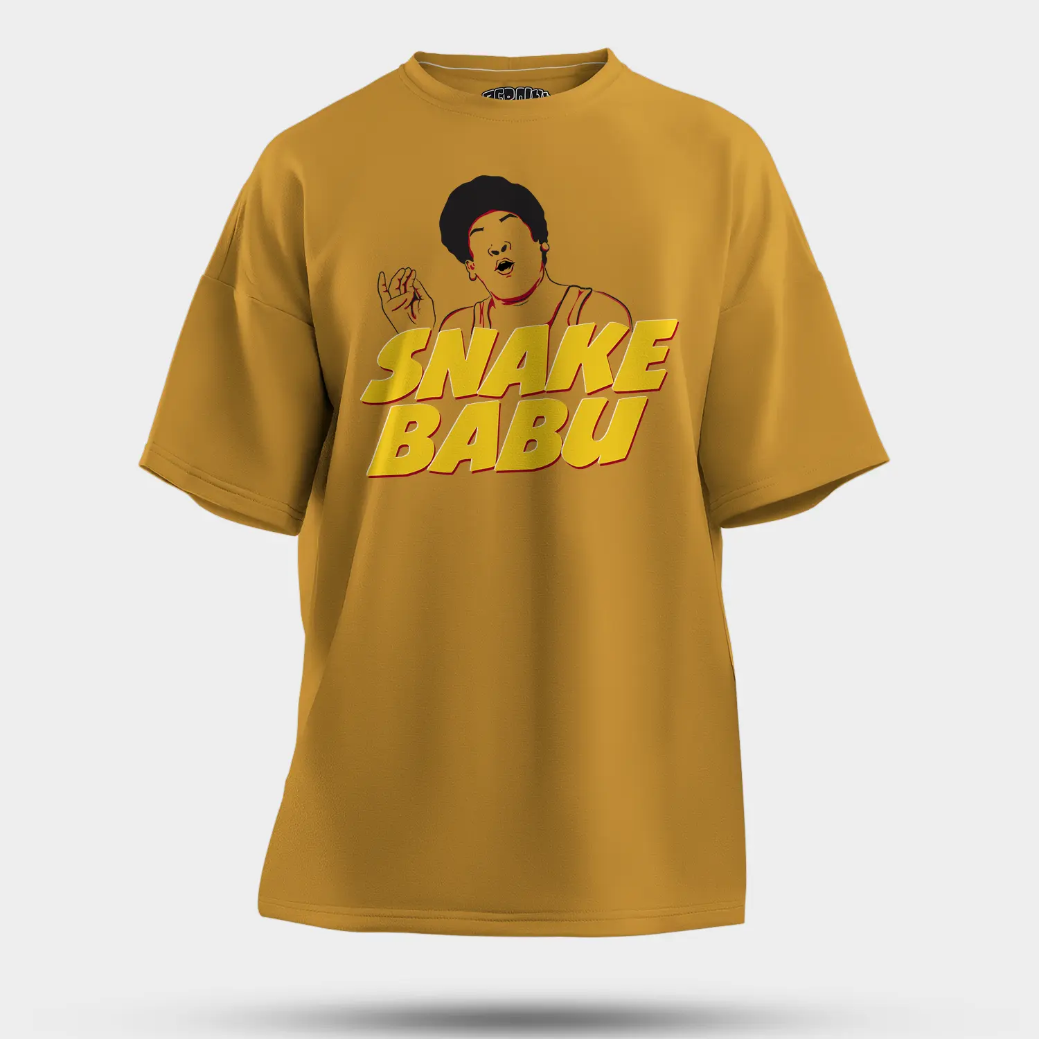 Snake Babu Men/Unisex Oversized T-Shirt in Mustard Yellow Color