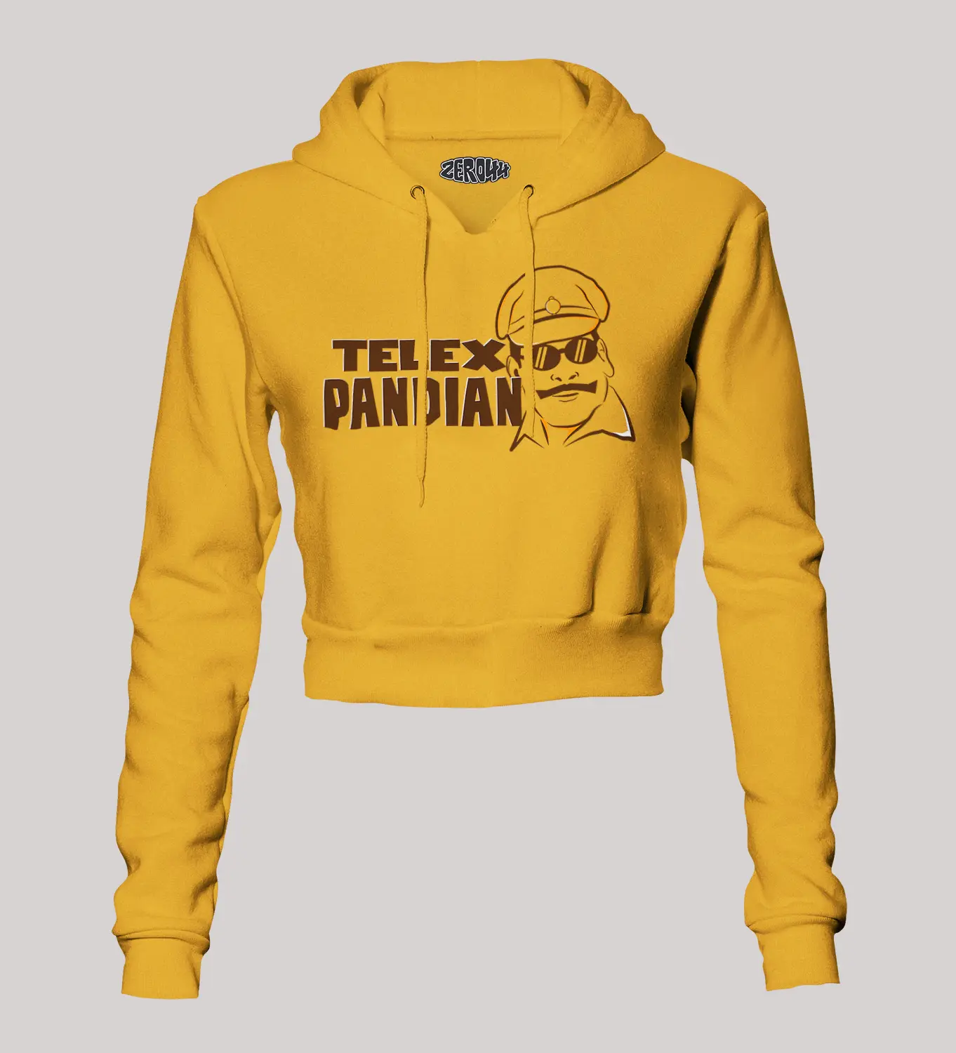 Telex Pandian Women's Crop Hoodies in Mustard Yellow Color