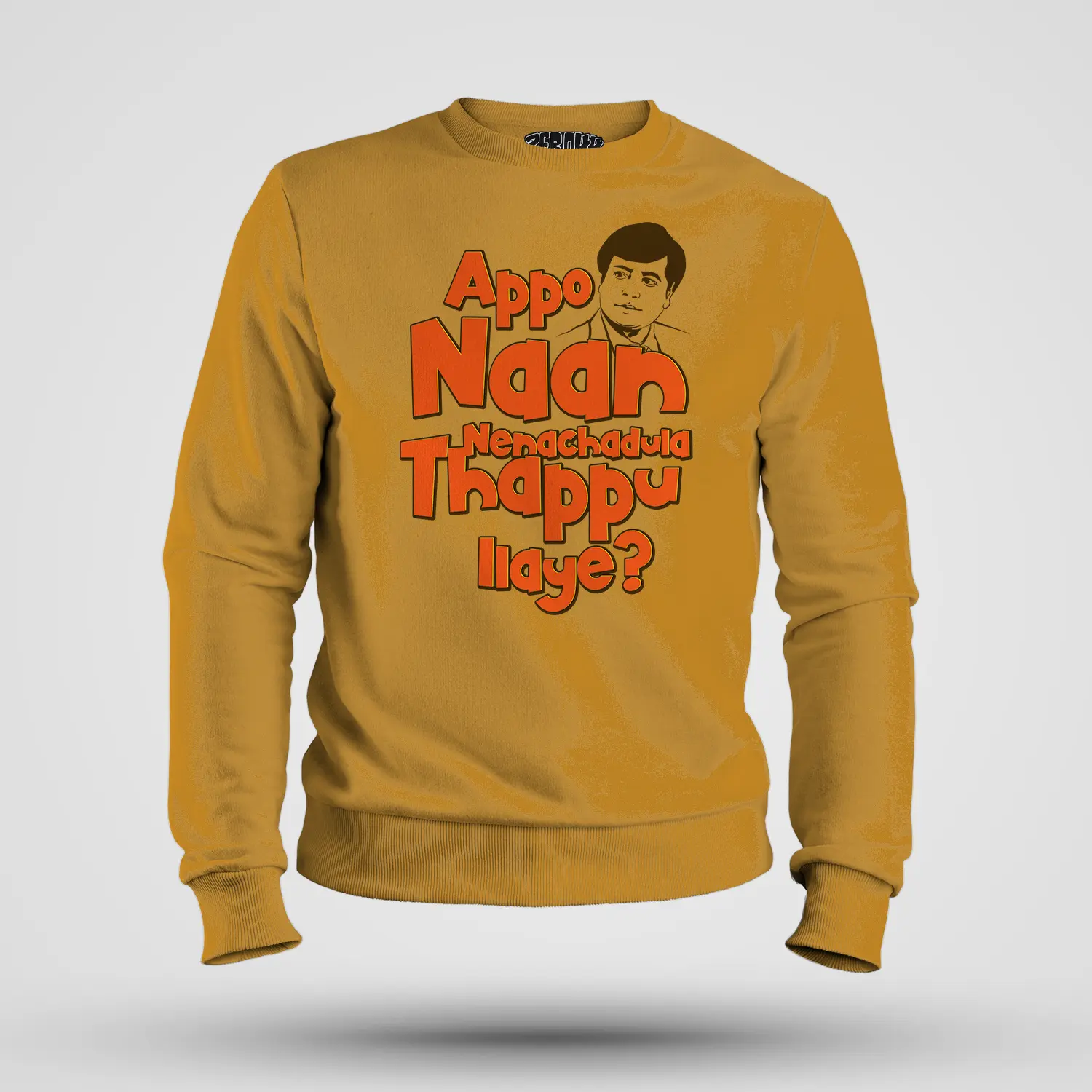 Appo Naan Nenachadula Thappu Ilaye Men/Unisex Sweatshirt in Mustard Yellow Color