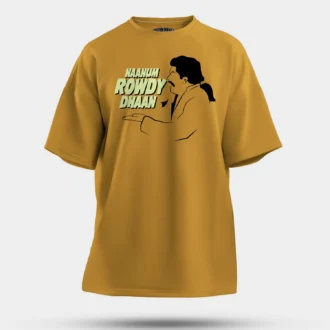 Naanum Rowdy Dhaan Men/Unisex Oversized T-Shirt in Mustard Yellow Color