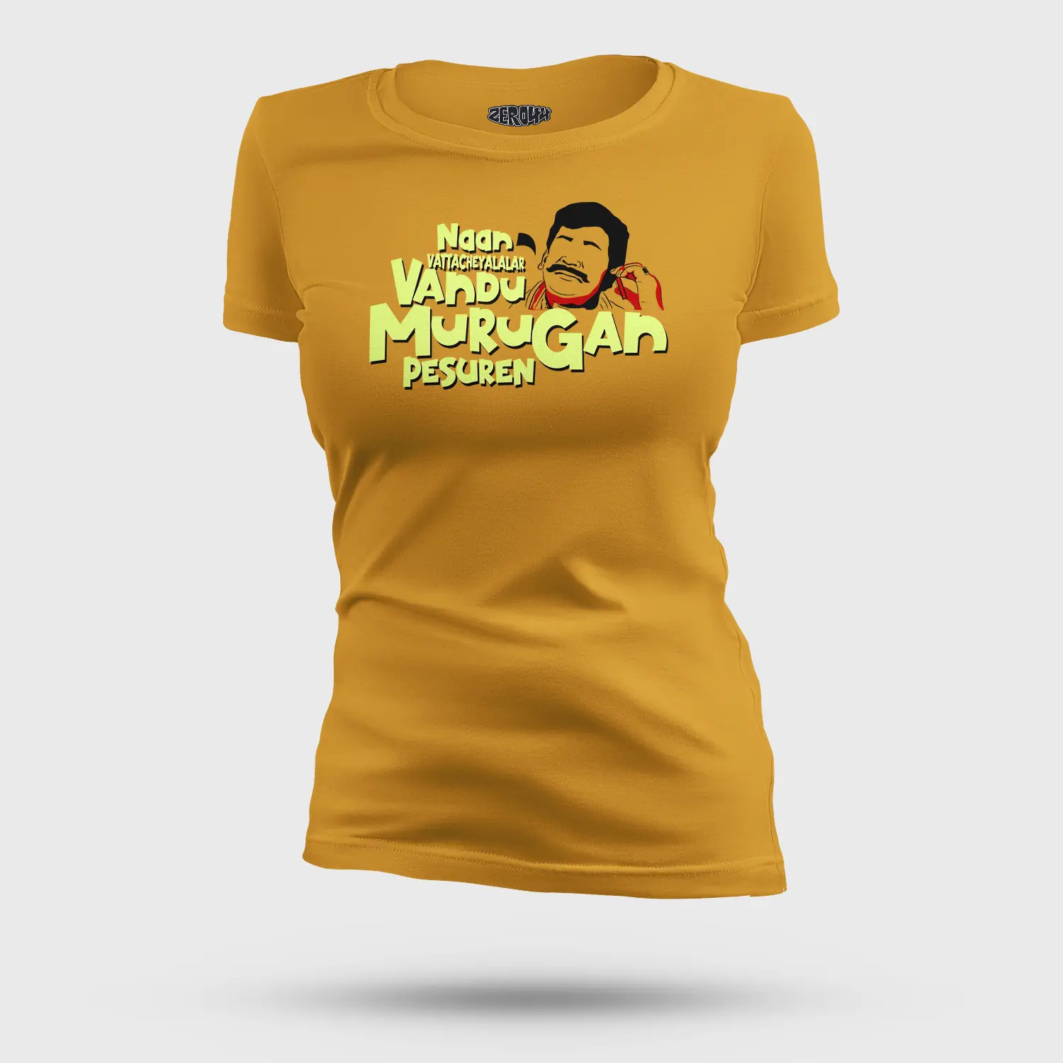 Naan Vattacheyalalar Vandu Murugan Pesuren Women's T-Shirt in Mustard Yellow Color