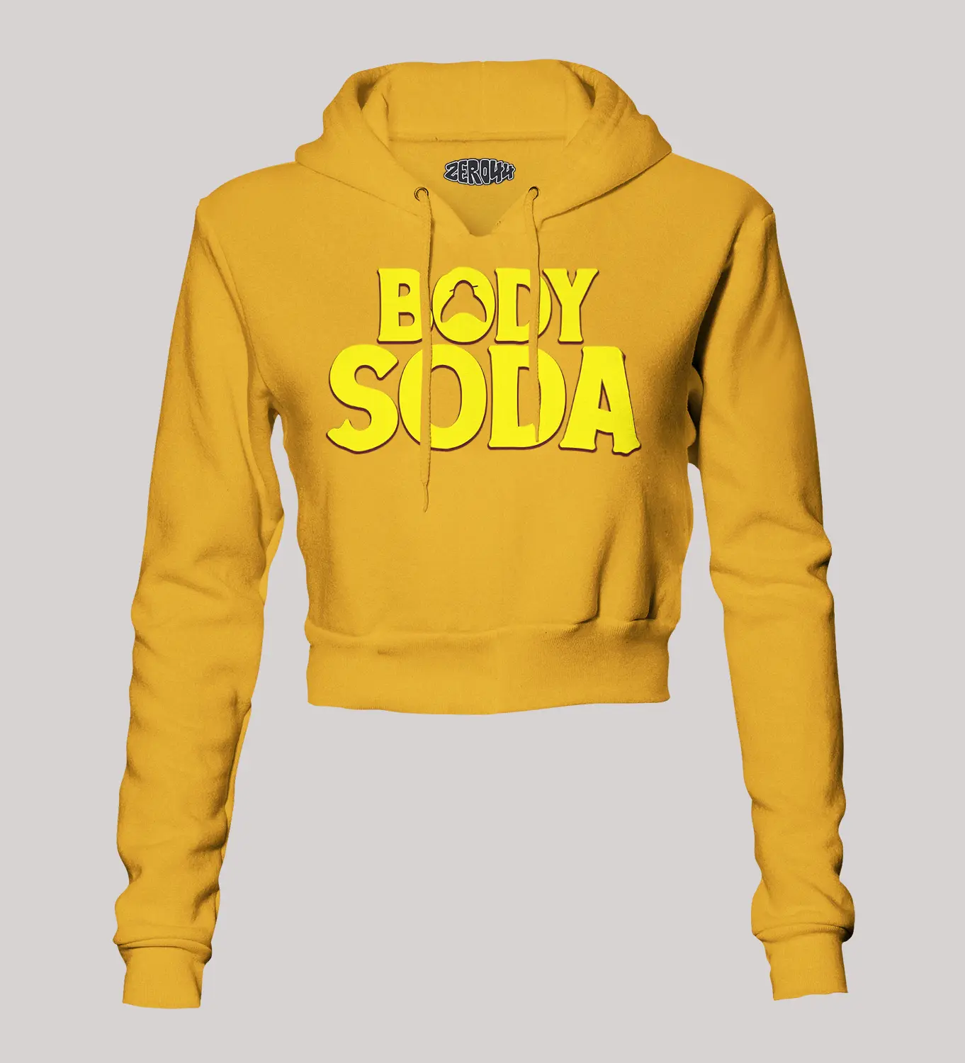 Body Soda Women's Crop Hoodies in Mustard Yellow Color
