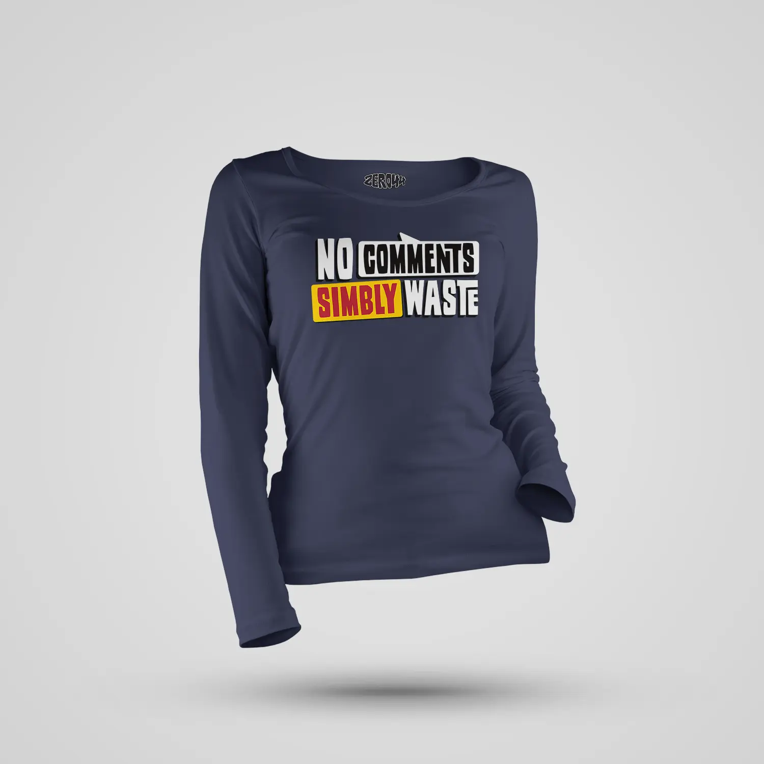 No Comments Simbly Waste Women's Long Sleeve T-Shirt in Navy Blue Color