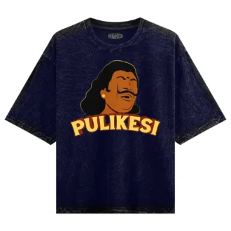 Pulikesi Men/Unisex Acid Wash Oversized T-Shirt in Navy Blue Color