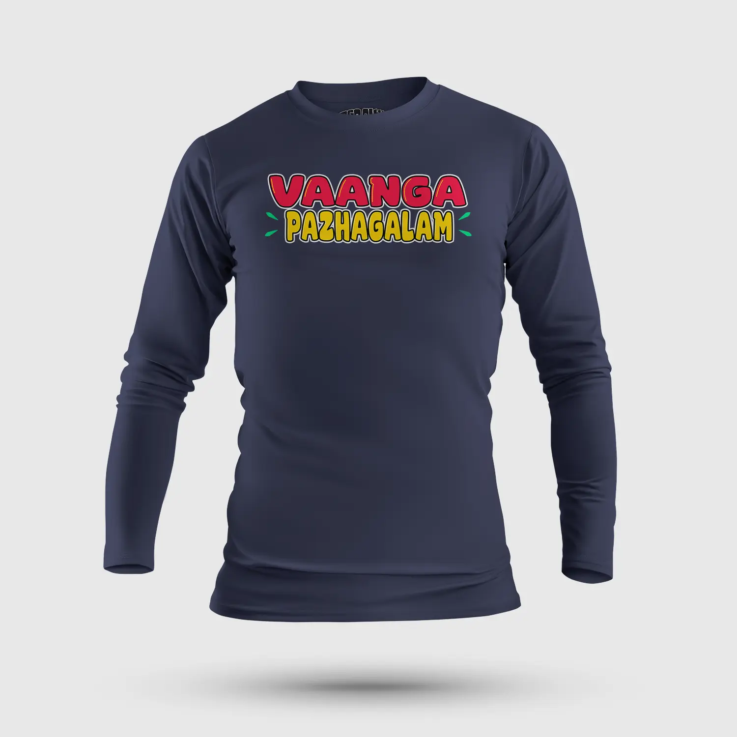 Vaanga Pazhagalam Men/Unisex Long Sleeve T-Shirt in Navy Blue Color