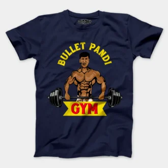 Bullet Pandi Gym Men/Unisex T-Shirt in Navy Blue Color