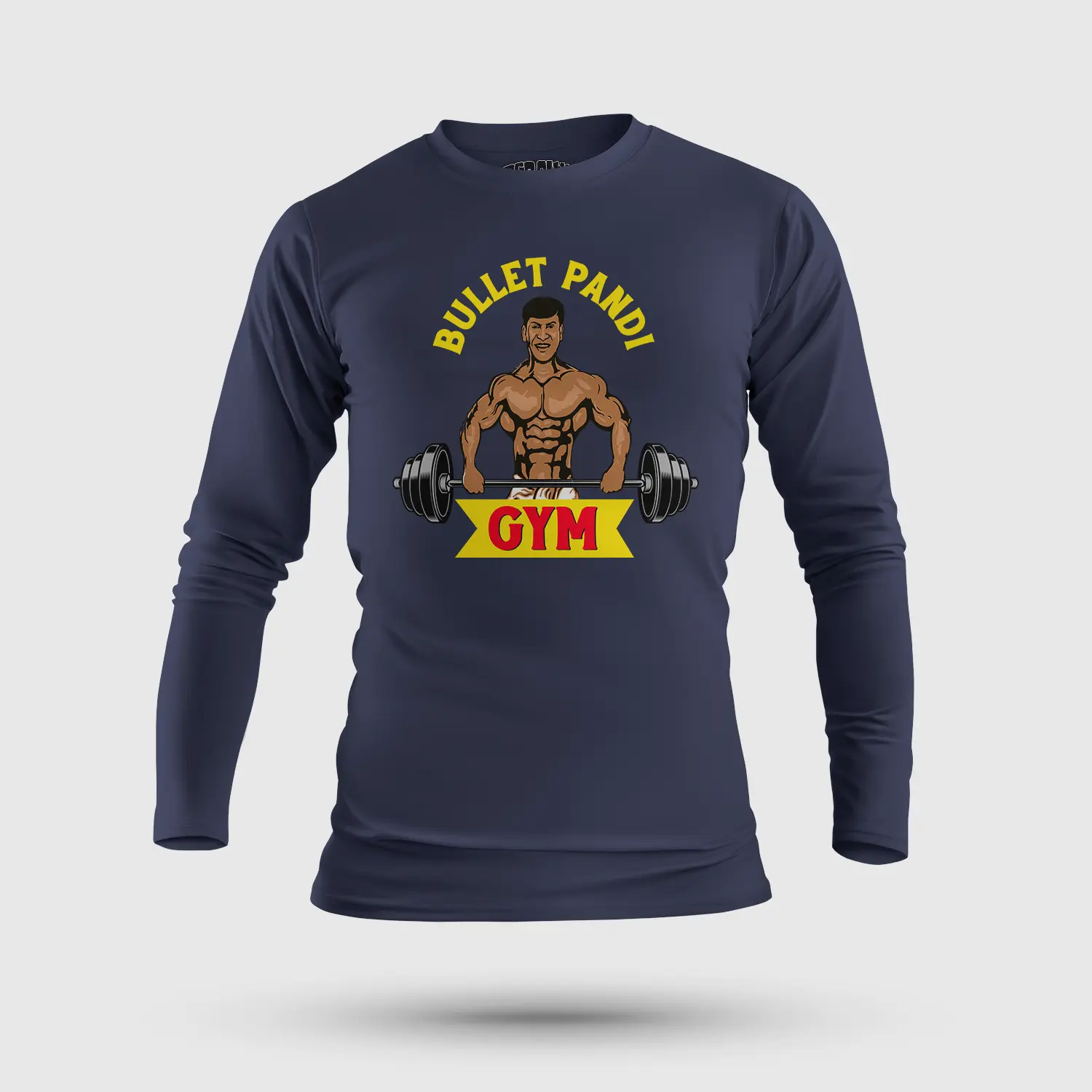 Bullet Pandi Gym Men/Unisex Long Sleeve T-Shirt in Navy Blue Color