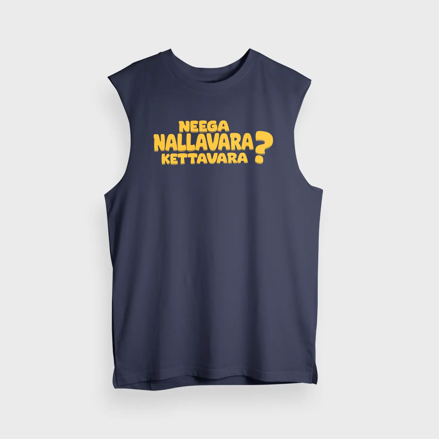 Neega Nallavara Kettavara Men/Unisex Tank Top in Navy Blue Color