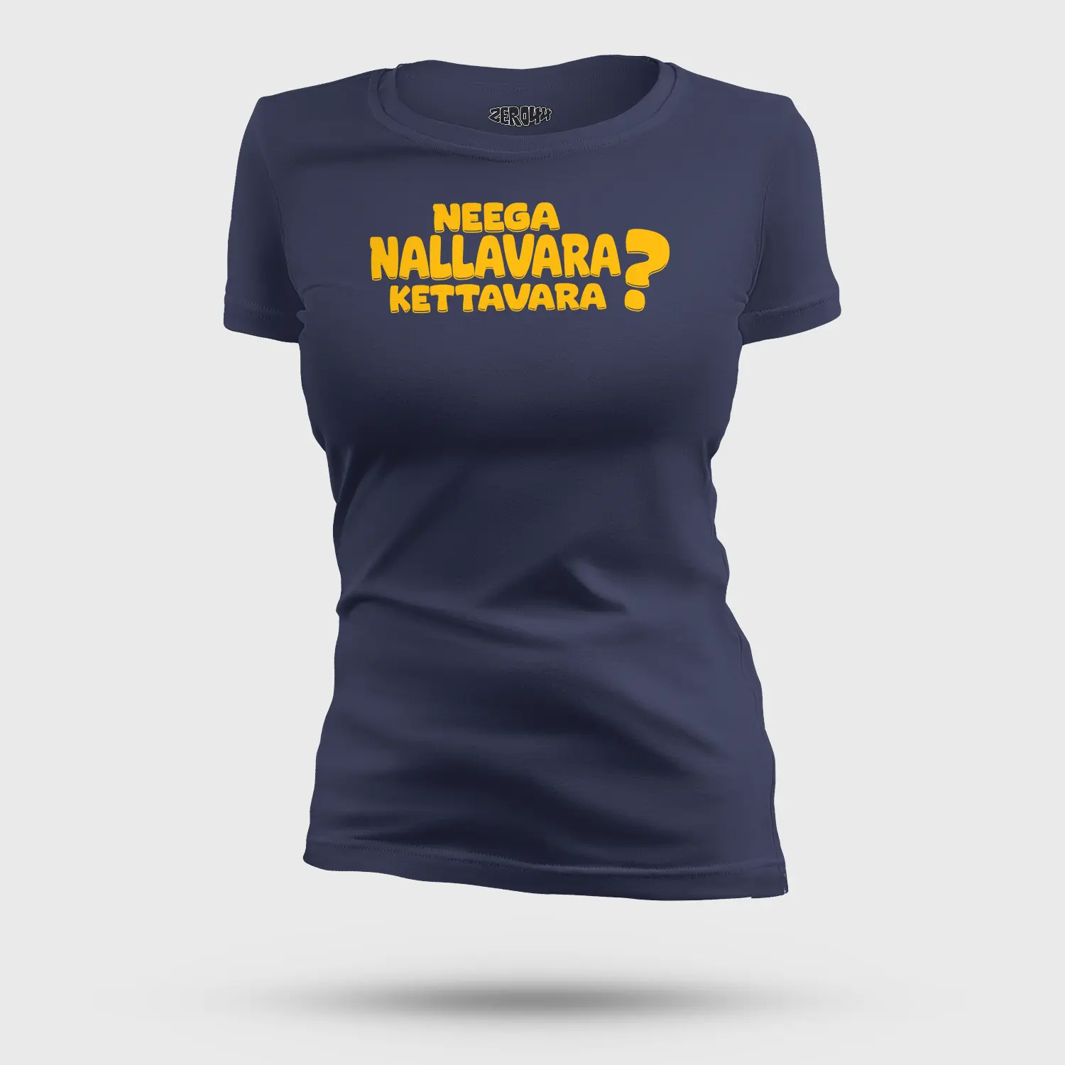 Neega Nallavara Kettavara Women's T-Shirt in Navy Blue Color