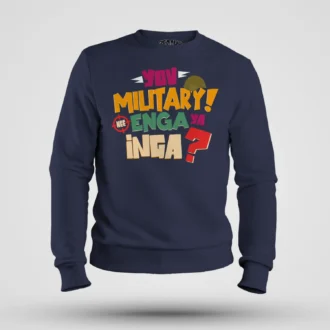 Yov Military, Nee Enga Ya Inga Men/Unisex Sweatshirt in Navy Blue Color