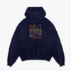 Belt A Device Dark Men/Unisex Acid Wash Hoodie in Navy Blue Color