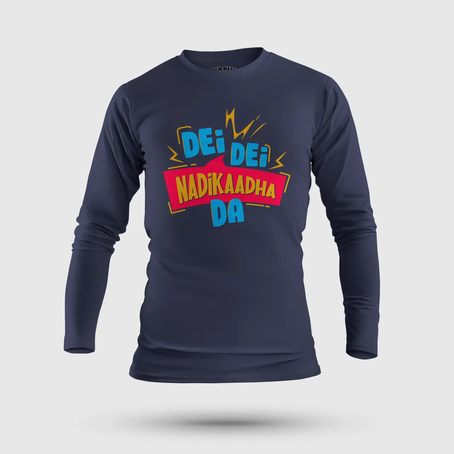 Dei Dei Nadikaadha Da Men/Unisex Long Sleeve T-Shirt in Navy Blue Color